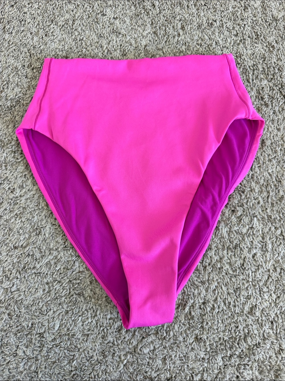 Left On Friday Hi Hi Bikini Bottom Small Hot Pink High Rise High Waist Swim
